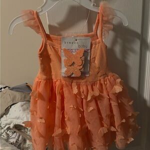 Orange Baby Dress with Butterfly Accents